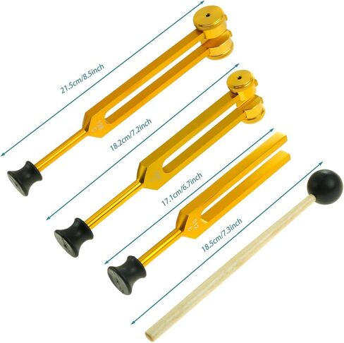 Tuning Forks for Healing Set (128Hz, 256Hz, 512Hz)–Medical Grade Sound Healing Instruments for Chakra, Yoga, and Meditation (Gold) in Saudi Arabia