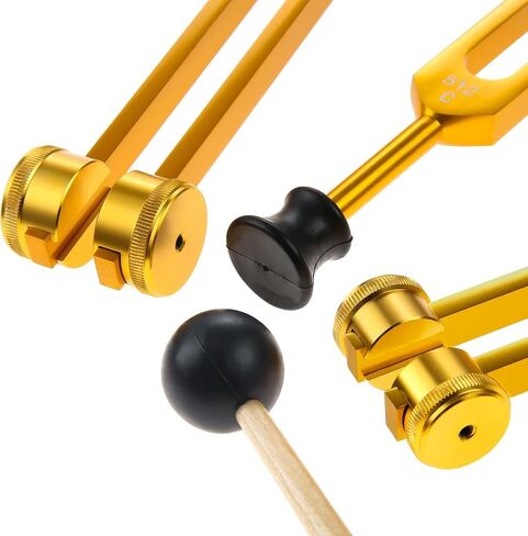 Tuning Forks for Healing Set (128Hz, 256Hz, 512Hz)–Medical Grade Sound Healing Instruments for Chakra, Yoga, and Meditation (Gold) in Saudi Arabia
