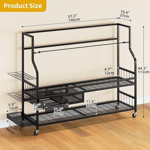 DWVO 4 Golf Bag Organizer for Garage - Golf Bag Stand Holder with Wheels, Golf Bag Storage Rack Fit for 4 Golf Bags, Golf Organizer for Garage Club and Shed, Black in Saudi Arabia