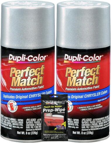 Dupli-Color Bright Silver Metallic Perfect Match Automotive Paint for Chrysler Vehicles - 8 oz, Bundles with Prep Wipe (3 Items) in Kuwait