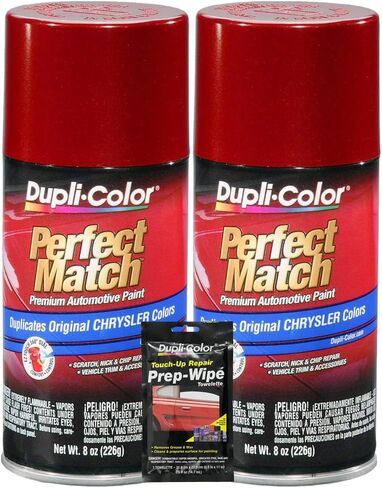 Dupli -Color Inferno Red Metallic Perfect Match Match Automotive Paint لمركبات كرايسلر - 8 أوقية ، حزم مع محو الإعدادية (3 عناصر) in Kuwait