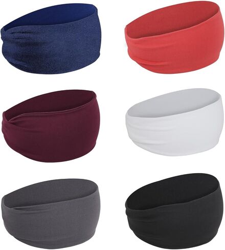 Sports Moisture Wicking Headbands for Men & Women - Sweatbands for Running, Cycling, Football, Yoga, Hairbands (6PCS) in Kuwait
