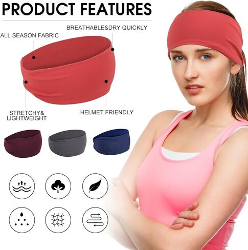 Sports Moisture Wicking Headbands for Men & Women - Sweatbands for Running, Cycling, Football, Yoga, Hairbands (6PCS) in Kuwait