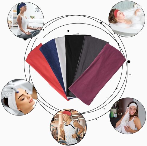 Sports Moisture Wicking Headbands for Men & Women - Sweatbands for Running, Cycling, Football, Yoga, Hairbands (6PCS) in Kuwait
