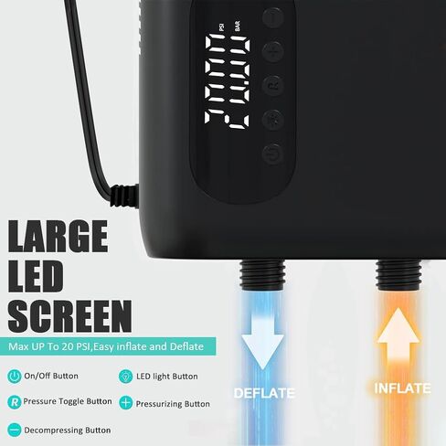 مضخة هواء SUP كهربائية محمولة بقوة 20 رطل لكل بوصة مربعة من Karltion، مضخة نفخ وتفريغ مزدوجة المرحلة، مضخة لوح تجديف 110 وات مع وظيفة إيقاف التشغيل التلقائي وموصل سيارة 12 فولت تيار مستمر للوحة التجديف، قوارب الكاياك in Kuwait