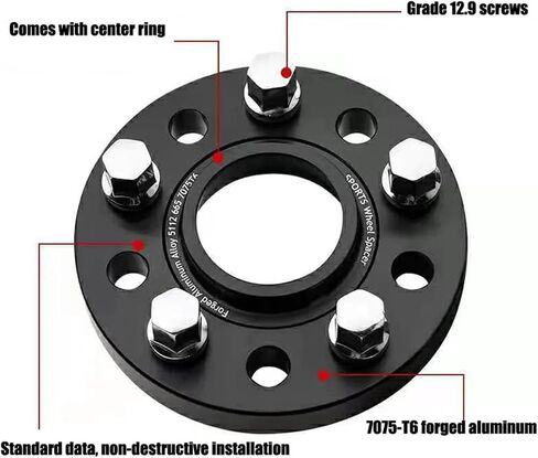 فاصل العجلات مجموعة 5x108 Hubcentric 65.1 محول الألومنيوم 15 20 مم متوافق مع Citroen PeugeoDORES BOLD ： M12X1.25 (1PCS 15MM) in Kuwait