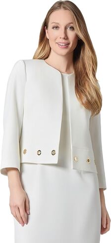 Kasper Women's Crepe Boxylylless JKT W Gromets in Kuwait