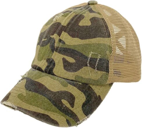 C.C Ponytail Criss Cross Messy Buns Ponycaps Baseball Cap Dad Trucker Mesh Hat (Solid Basket Weave Black) in Kuwait