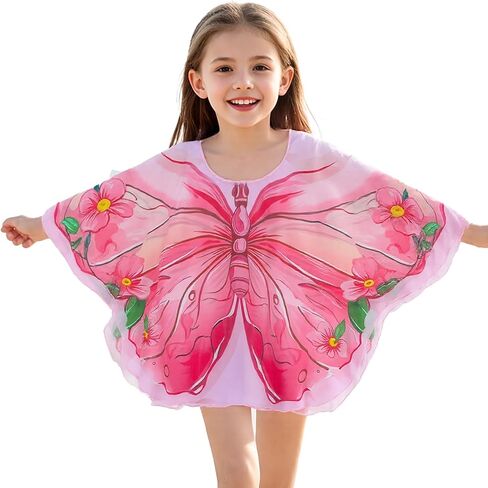 فتاة السباحة تستر أطفال الفراشة على الشاطئ التستر شيفون الأكمام الطويلة لف ثوب السباحة 4-7 سنوات in Kuwait