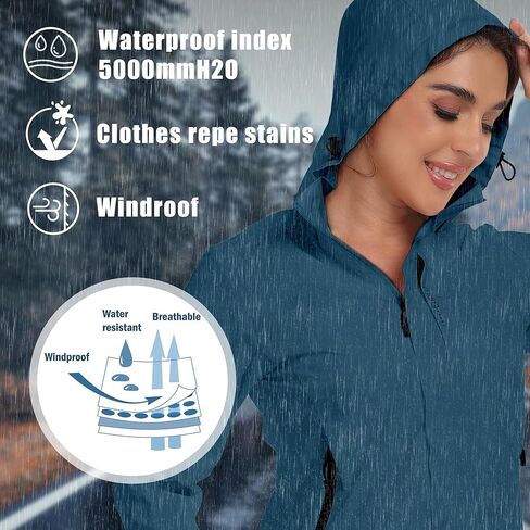 سترة المطر الرقيقة للسيدات مقاوم للماء معطف المطر مع غطاء محرك السيارة للغولف في الهواء الطلق المشي لمسافات طويلة St-2XL in Kuwait