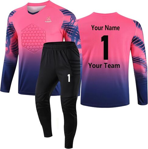 Customized Goalkeeper Jerseys Children's Goalkeeper Uniforms Soccer Jerseys Sets with Sponge Protective Pads Youth Adults in Saudi Arabia