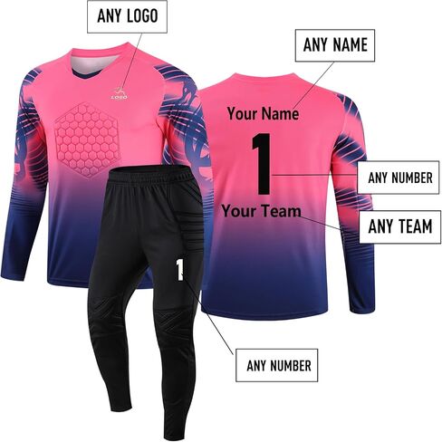 Customized Goalkeeper Jerseys Children's Goalkeeper Uniforms Soccer Jerseys Sets with Sponge Protective Pads Youth Adults in Saudi Arabia