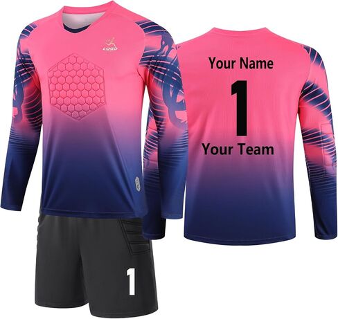 Customized Goalkeeper Jerseys Children's Goalkeeper Uniforms Soccer Jerseys Sets with Sponge Protective Pads Youth Adults in Saudi Arabia