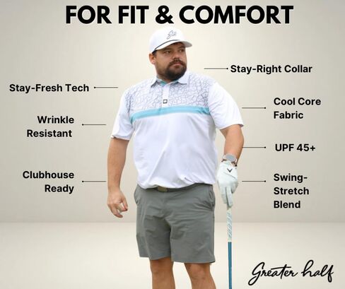 Greater Half Men’s White Chocolate Chip Polo – Lightweight Stretch Golf & Casual Shirt | Moisture-Wicking, Odor-Resistant in Saudi Arabia