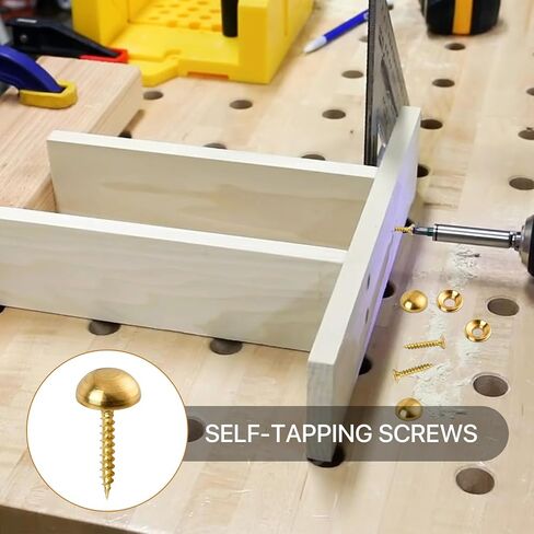 16 Pcs Brass Decorative Screws with Caps, 15 mm Self-Tapping Screws with Decorative Cover, Decorative Caps Cover Nails for Furniture Mirror Sign Advertising Glass Fixing (Bronze) in Kuwait