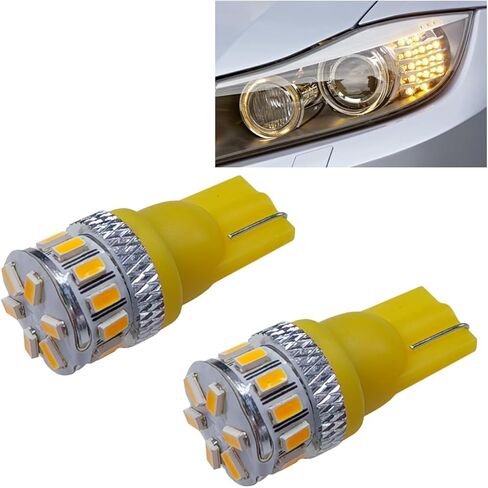 2PCS T10 Wedge 168 194 LED Bulbs, 175 2825 W5W Bright Amber Yellow Car Dome Light Bulb with 3014 18SMD Chip, 12V Illumination Lamp Replacement for Car Trunk Map Door Side Marker Light (Amber) in Saudi Arabia