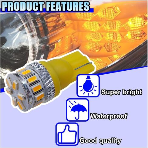 2PCS T10 Wedge 168 194 LED Bulbs, 175 2825 W5W Bright Amber Yellow Car Dome Light Bulb with 3014 18SMD Chip, 12V Illumination Lamp Replacement for Car Trunk Map Door Side Marker Light (Amber) in Saudi Arabia