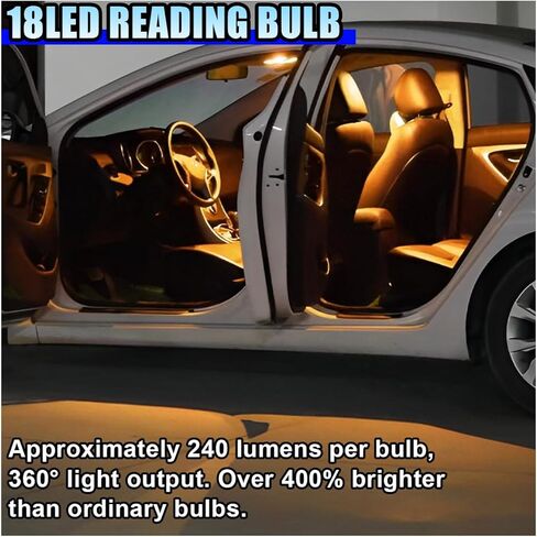 2PCS T10 Wedge 168 194 LED Bulbs, 175 2825 W5W Bright Amber Yellow Car Dome Light Bulb with 3014 18SMD Chip, 12V Illumination Lamp Replacement for Car Trunk Map Door Side Marker Light (Amber) in Saudi Arabia