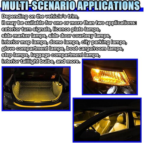 2PCS T10 Wedge 168 194 LED Bulbs, 175 2825 W5W Bright Amber Yellow Car Dome Light Bulb with 3014 18SMD Chip, 12V Illumination Lamp Replacement for Car Trunk Map Door Side Marker Light (Amber) in Saudi Arabia
