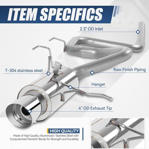 سلالة السيارات 4 بوصات مستديرة طرف كاتم الصوت طرف catback catback نظام التوافق مع 2001-2006 كرايسلر PT Cruiser 2.4L in Kuwait