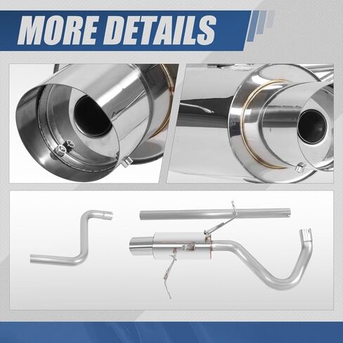 Auto Dynasty 4 Inches Round Slant Muffler Tip Catback Exhaust System Compatible with 2001-2006 Chrysler PT Cruiser 2.4L in Kuwait
