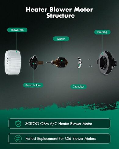 محرك منفاخ SCITOO 700113 HVAC مع قفص مروحة مناسب لـ 2001-2003 لـ Acura CL، 1999-2003 لـ Acura TL، OE استبدال- BM 00130C، 700113، 79310-S0K-A01، 15-80948، 44-1251، 35115، 769 60، 310021، PM272 in Kuwait