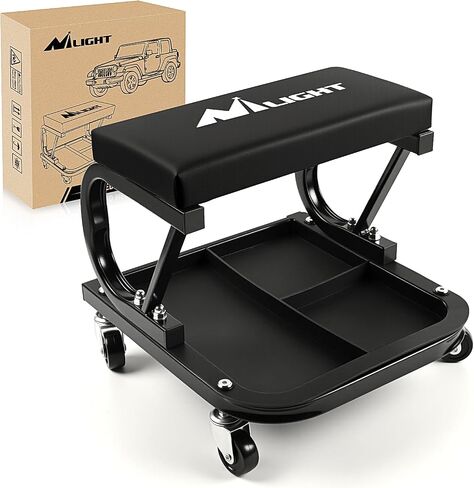 Nilight Rolling Creeper Garage/Shop Seat ، 250 رطلاً براز ميكانيكي مبطن مع تخزين صينية الأدوات ، إصلاح السيارات ، الأسود in Saudi Arabia