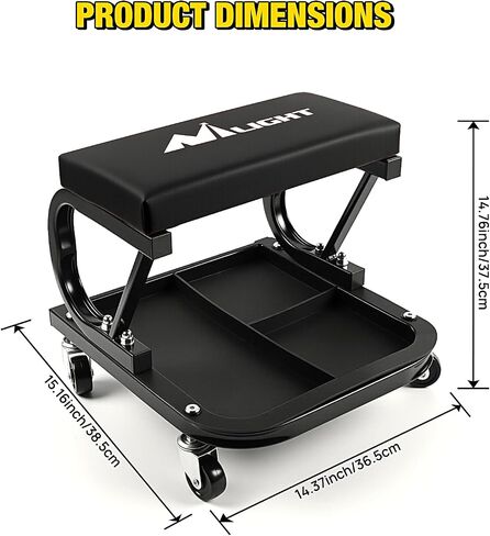 Nilight Rolling Creeper Garage/Shop Seat ، 250 رطلاً براز ميكانيكي مبطن مع تخزين صينية الأدوات ، إصلاح السيارات ، الأسود in Kuwait