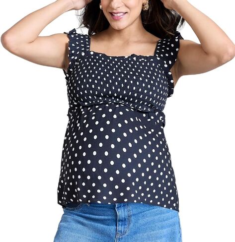 أمومة الولادة الولادة ، والنساء البابيت بلا أكمام ، دبابة الحمل peplum peplum مع تفاصيل الكشكشة in Kuwait