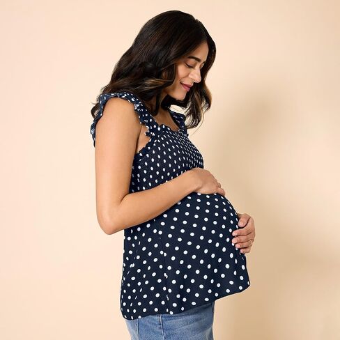 أمومة الولادة الولادة ، والنساء البابيت بلا أكمام ، دبابة الحمل peplum peplum مع تفاصيل الكشكشة in Kuwait