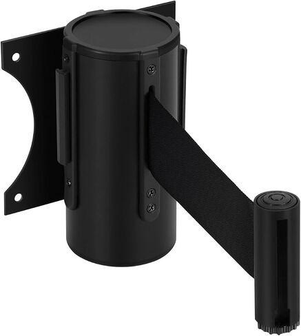 حاجز حزام قابل للسحب للتحكم في الحشود من Flexzion - حزام حاجز أمان مثبت على الحائط بطول 10 أقدام و3 أمتار، وفواصل خط الانتظار مع حزام حبل نايلون بطيء السحب وحقيبة سوداء متينة من الفولاذ للداخل/الخارج، عبوتان in Saudi Arabia