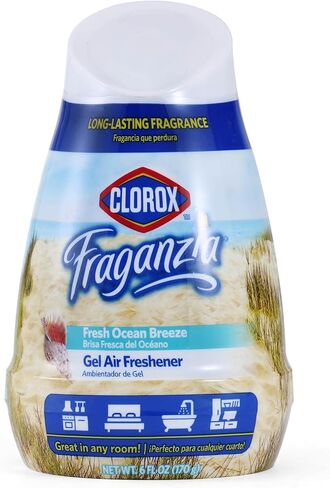 Clorox Fraganzia Cone Gel Air Stremeener - Brish Ocean Beze - Gel Long -Ulricting Air Air For Clostets ، Bathouns ، Methods ، Offices - Air Artors للمنزل أو غرفة النوم أو السيارة - حزمة واحدة ، 6 أوقية in Kuwait