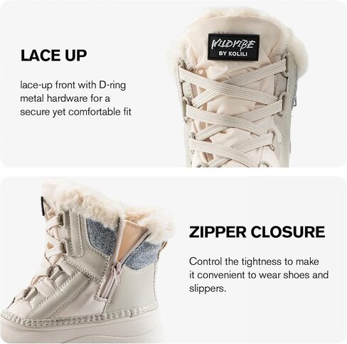 KOLILI Women's Winter Snow Boots Waterproof Warm Duck Boots Outdoor in Kuwait