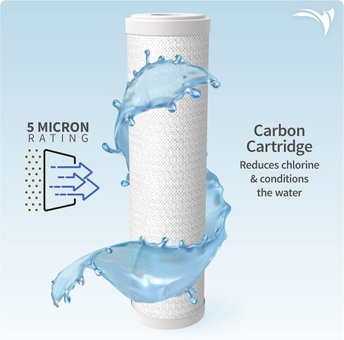 AquaticLife 10-Inch Sediment, Carbon Block and Carbon Plus Chloramine Water Filter Replacement Cartridge Kit for RODI System Reverse Osmosis Deionization Filtration Unit in Saudi Arabia