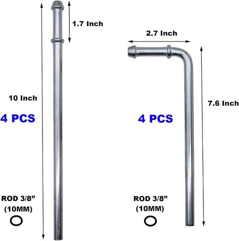 8PCS Exhaust Hanger Rod Set Heavy Duty 3/8"(10MM) Rod 4PCS 90°7.6" Long + 4PCS Straight 10" Long Exhaust Muffler Hanger Mild Steel Zinc Coated Car Automotive Replacement Clamp Flanges Parts in Kuwait