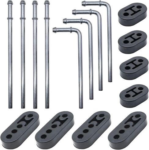 8PCS Exhaust Hanger Rod Set Heavy Duty 3/8"(10MM) Rod 4PCS 90°7.6" Long + 4PCS Straight 10" Long Exhaust Muffler Hanger Mild Steel Zinc Coated Car Automotive Replacement Clamp Flanges Parts in Kuwait
