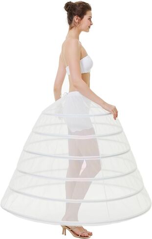 BEAUTELICATE 6 Hoops Petticoat Full A-line Floor-length Bridal Hoop Skirt Gown Crinolina in Saudi Arabia
