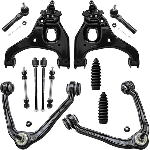 Detroit Axle - End Front End 12pc مجموعة تعليق لـ RWD Chevy Silverado GMC Sierra 1500 1999-2006 ، 4 أذرع تحكم مع مفاصل الكرة 2 قضبان Sway 4 RODS 2 BOOTS 2000 2001 2002 2004 2004 in Saudi Arabia