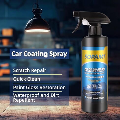 Car Coating Spray, Quick Effect Coating Agent, Quickly Coat Car Wax, Oil Film Emulsion Glass Cleaner, Car Scratch Wax Polish Spray Waterless Wash, Easy to Use in Kuwait