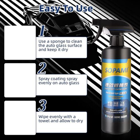 Car Coating Spray, Quick Effect Coating Agent, Quickly Coat Car Wax, Oil Film Emulsion Glass Cleaner, Car Scratch Wax Polish Spray Waterless Wash, Easy to Use in Kuwait