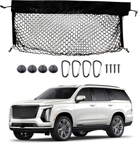 Trunk Car Tailgate Netting Compatible with Cadillac Escalade,Chevrolet Chevy Suburban,GMC Yukon XL Denali SLE SLT AT4 New 2015-2025 Envelope Style Cargo Net(XL Code) in Kuwait