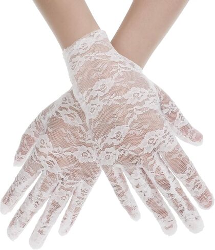 SATINIOR Women Lace Gloves Wedding Tea Party Short Lace Gloves Courtesy Dressy for Evening Dinner Party Halloween Cosplay in Saudi Arabia