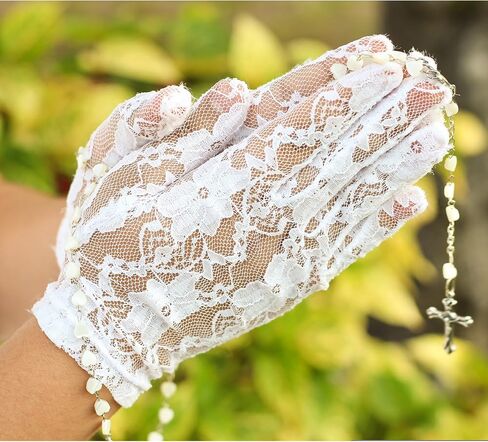 SATINIOR Women Lace Gloves Wedding Tea Party Short Lace Gloves Courtesy Dressy for Evening Dinner Party Halloween Cosplay in Saudi Arabia