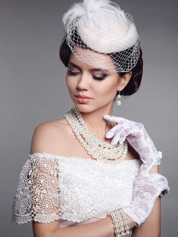 SATINIOR Women Lace Gloves Wedding Tea Party Short Lace Gloves Courtesy Dressy for Evening Dinner Party Halloween Cosplay in Saudi Arabia