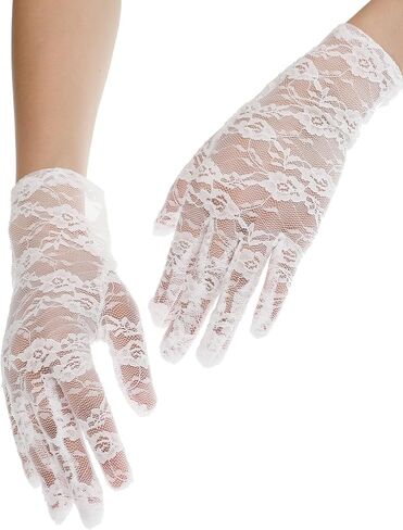 SATINIOR Women Lace Gloves Wedding Tea Party Short Lace Gloves Courtesy Dressy for Evening Dinner Party Halloween Cosplay in Saudi Arabia