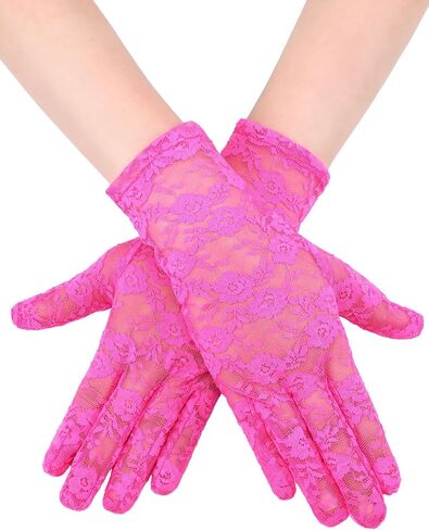 SATINIOR Women Lace Gloves Wedding Tea Party Short Lace Gloves Courtesy Dressy for Evening Dinner Party Halloween Cosplay in Saudi Arabia