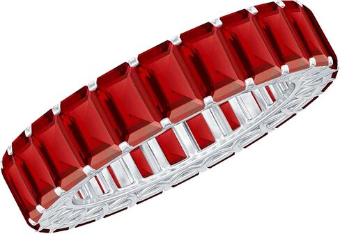 7.25 CTTW Emerald Cut خلق Ruby Full Eternity Ring للنساء ، 3x5 مم ، جودة AAAA in Kuwait