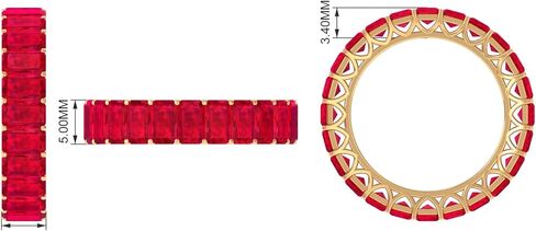 7.25 CTTW Emerald Cut خلق Ruby Full Eternity Ring للنساء ، 3x5 مم ، جودة AAAA in Kuwait
