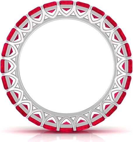 7.25 CTTW Emerald Cut خلق Ruby Full Eternity Ring للنساء ، 3x5 مم ، جودة AAAA in Kuwait