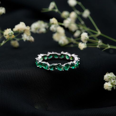 فرقة زفاف معتمدة مع المختبر المعتمد ، AAAA Quality ، خاتم Emerald الخلود للنساء - جاهز للهدية in Kuwait